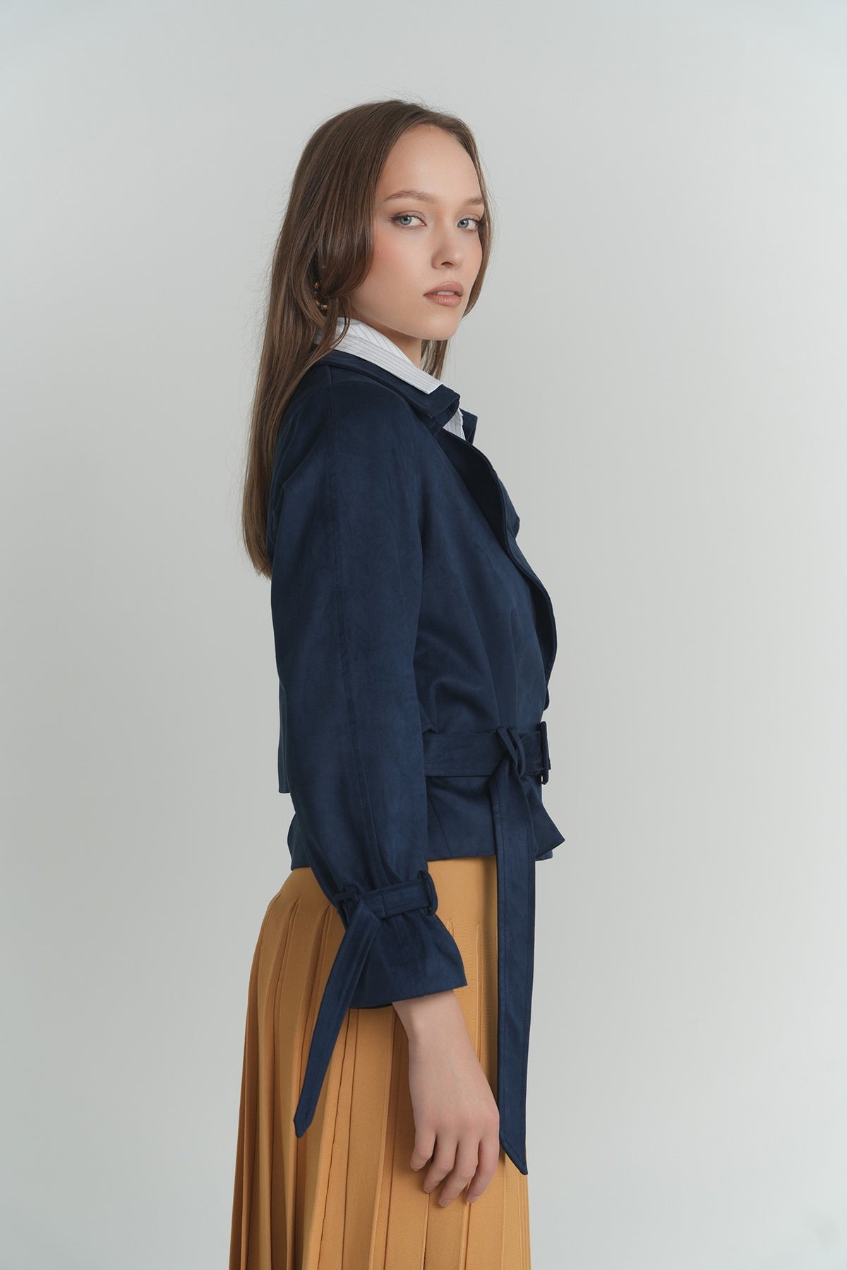 Pleated Wonder Skirt In Nugget – on model – ALEEZA PARIS