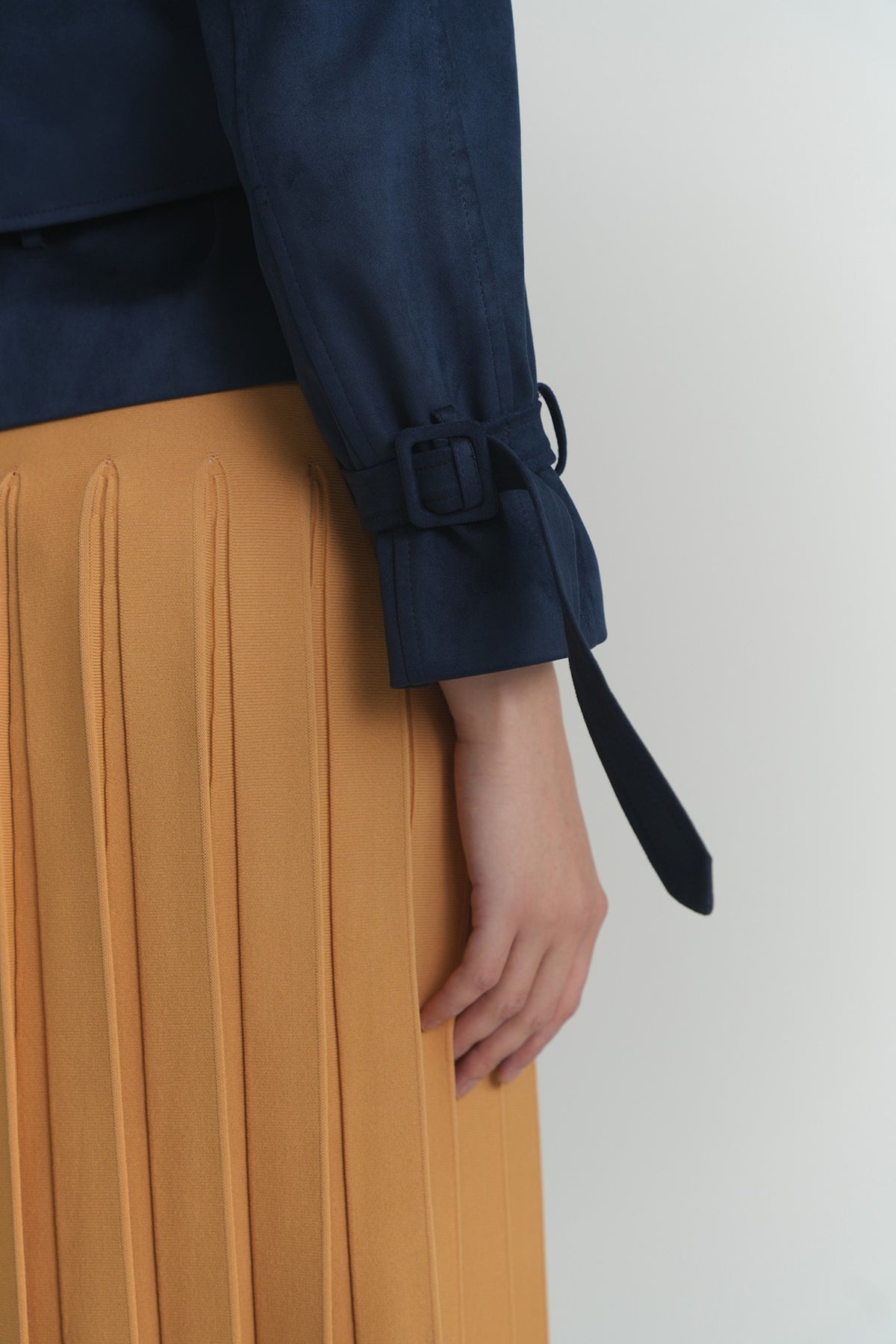 Pleated Wonder Skirt In Nugget – on model – ALEEZA PARIS