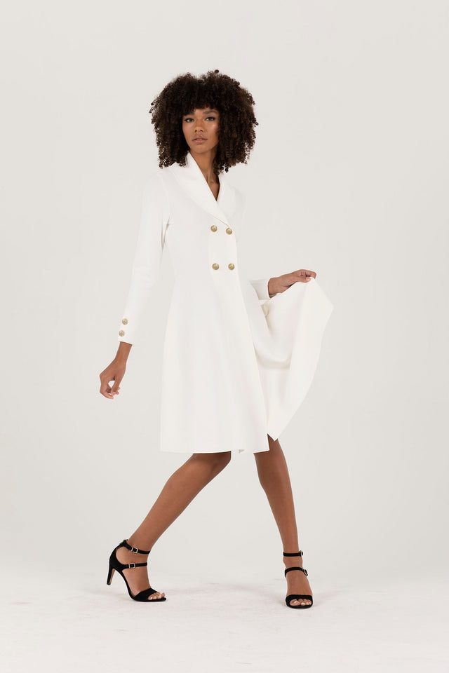 Chardonay Knit Blazer Dress White