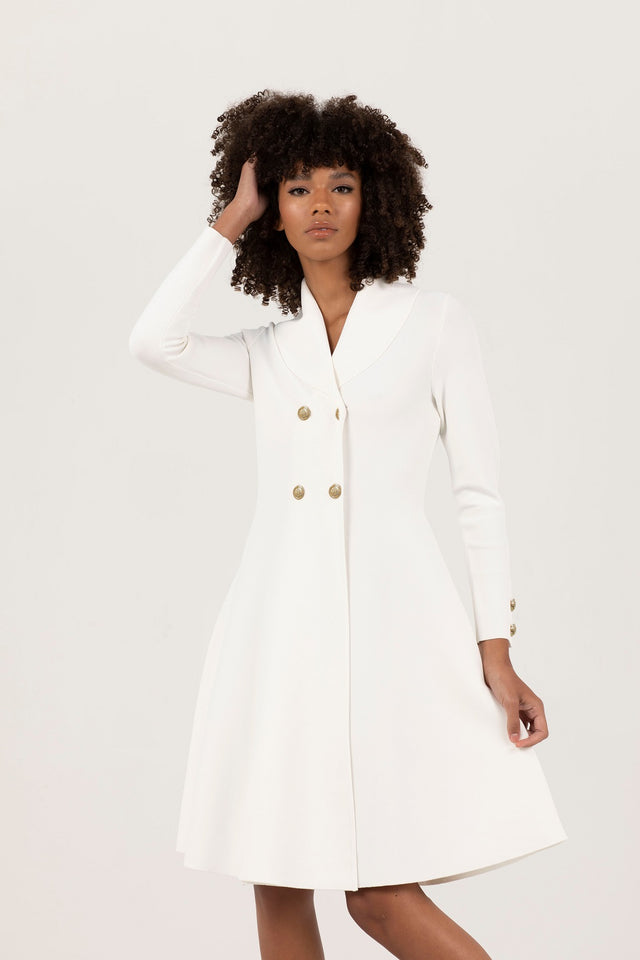 Chardonay Knit Blazer Dress White