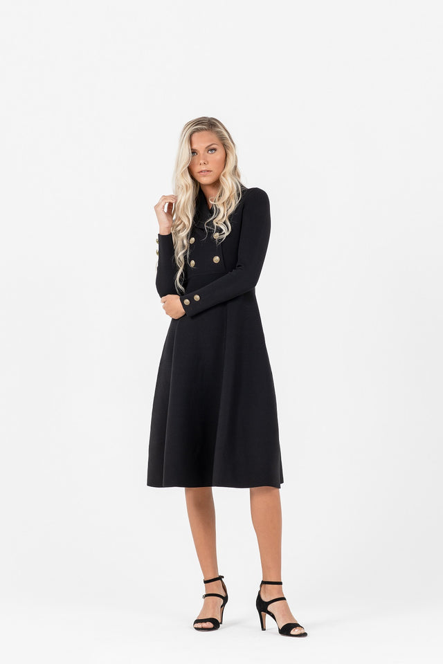 Dolcetto Knit Blazer Dress With Waistline Black