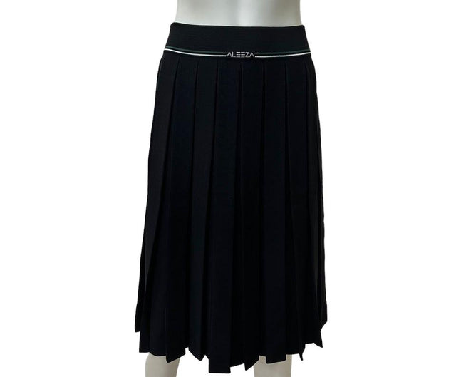 Black Knit Pleated Tennis Skirt With Aleeza Strip