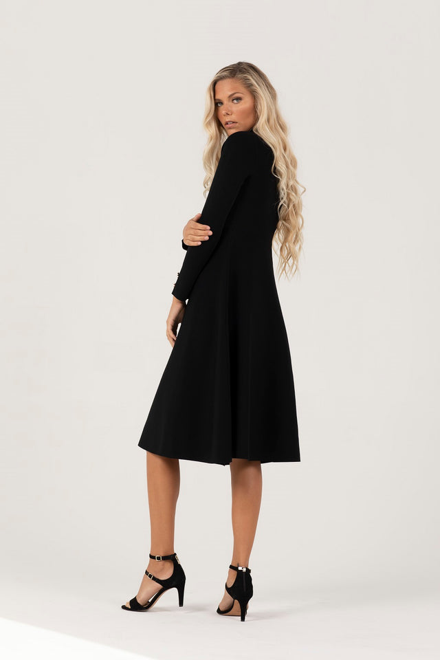 Dolcetto Knit Blazer Dress With Waistline Black