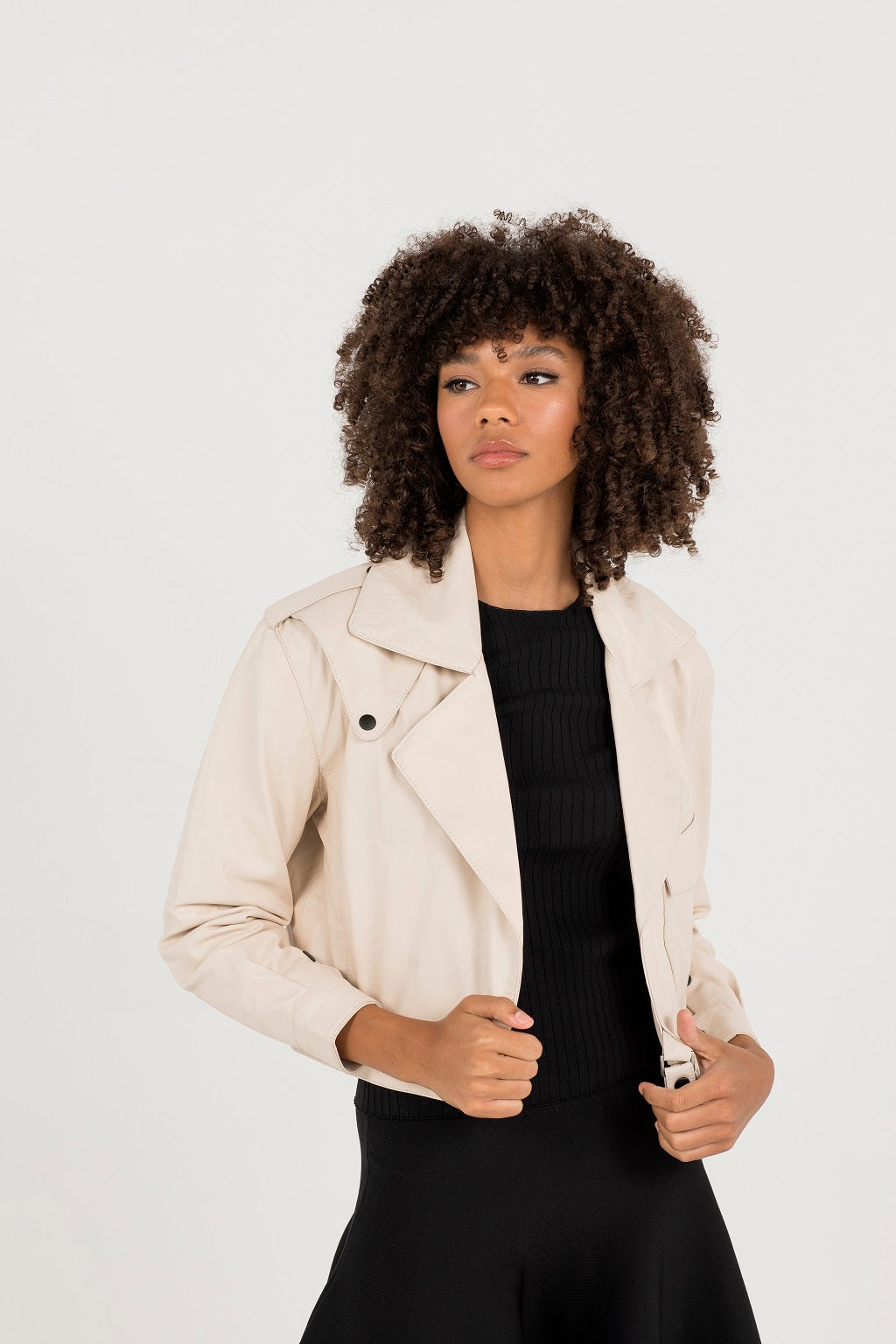 Leather jacket cream color hotsell