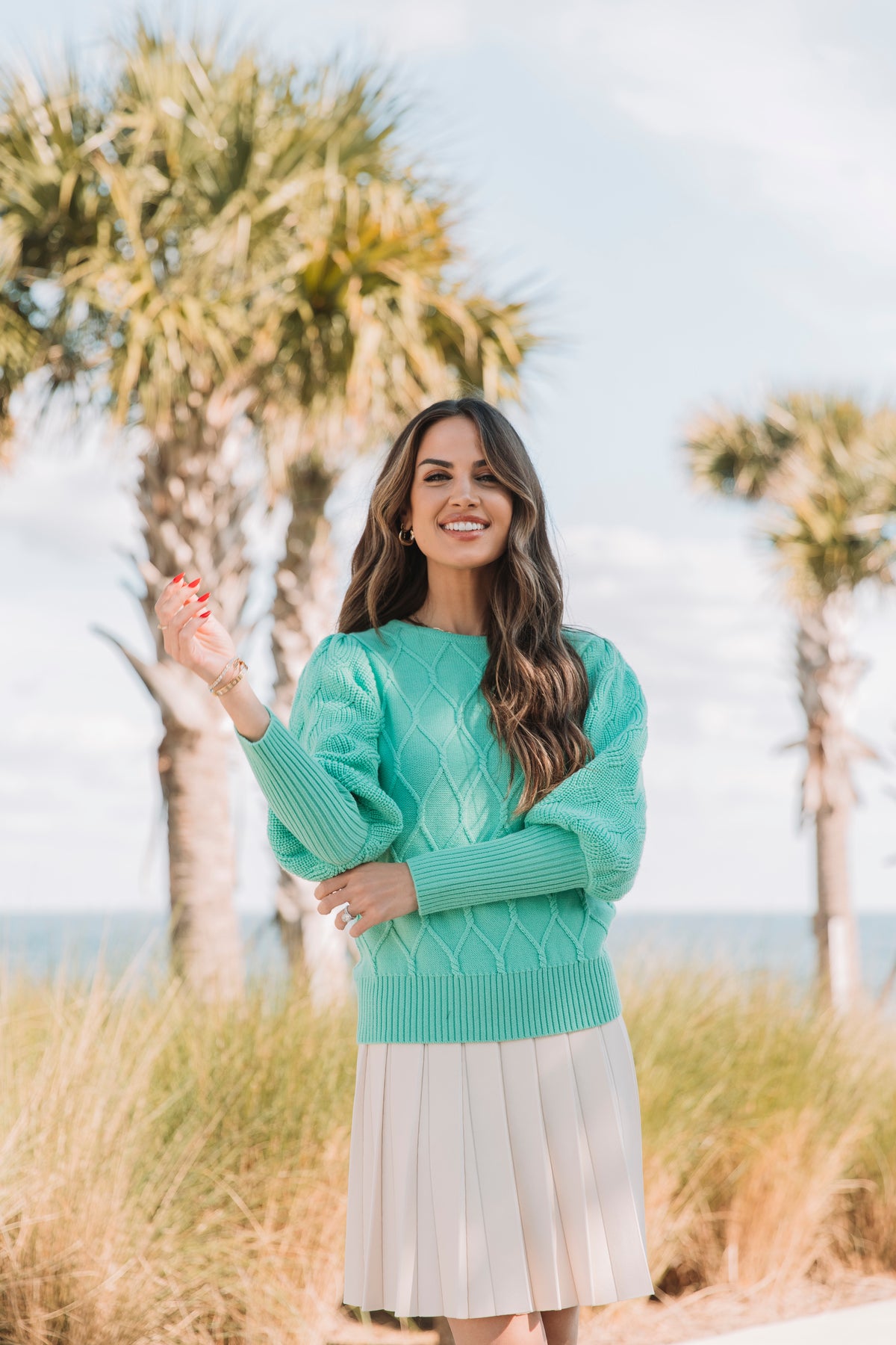 Aleeza Paris Chunky Knit Sweater – modest dress in Green