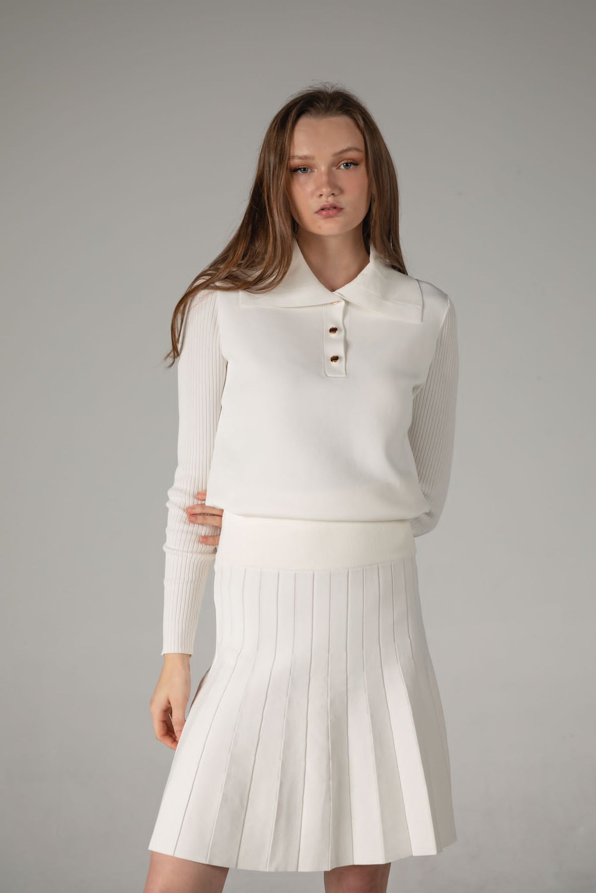 Aleeza Paris Knit Ribbed Sleeve Top – modest top