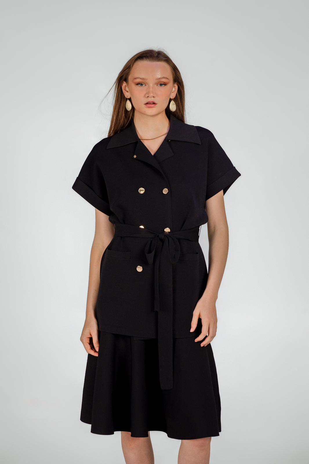 Aleeza Paris Long Knit Vest With Belt – modest dress