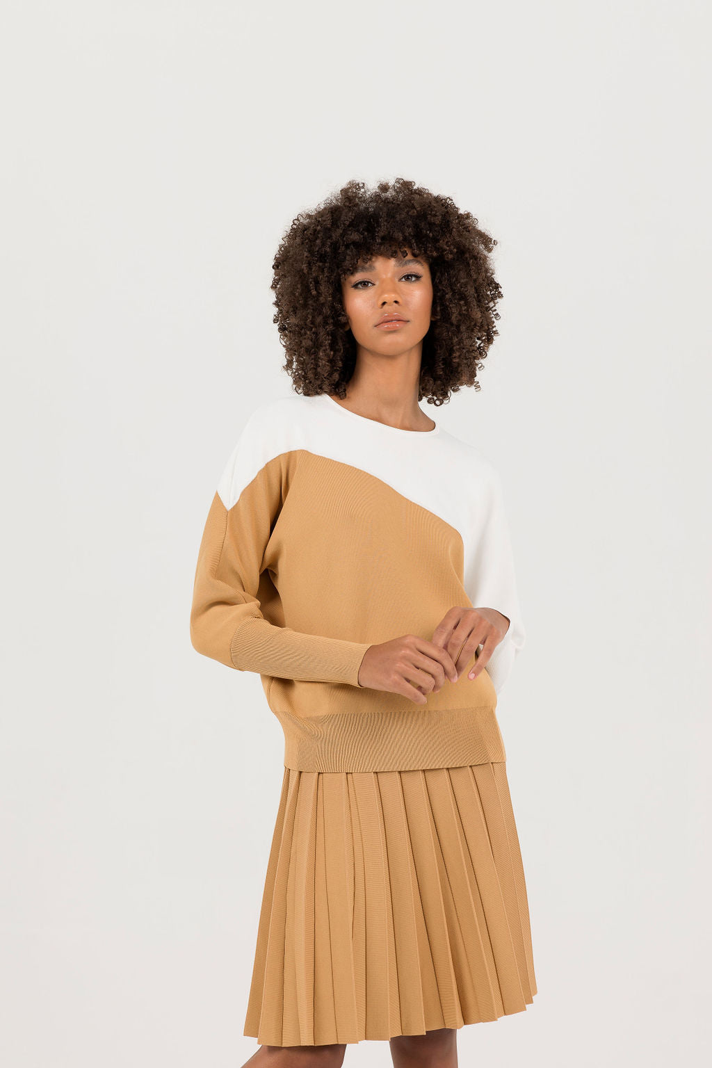 Aleeza Paris Riesling Knit Top – modest top in Ivory And Nugget