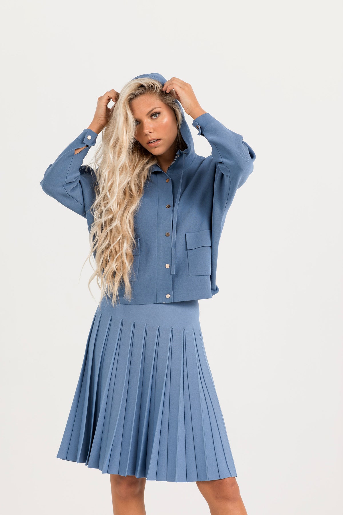 Aleeza Paris Pleated Wonder Skirt In Azure Blue – modest skirt in Azure Blue