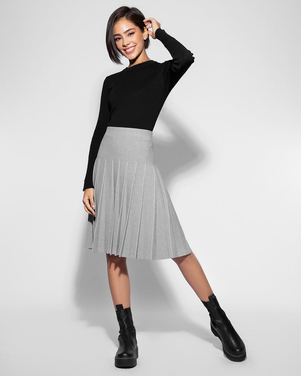 Aleeza Paris Pleated Wonder Skirt – modest skirt in Grey